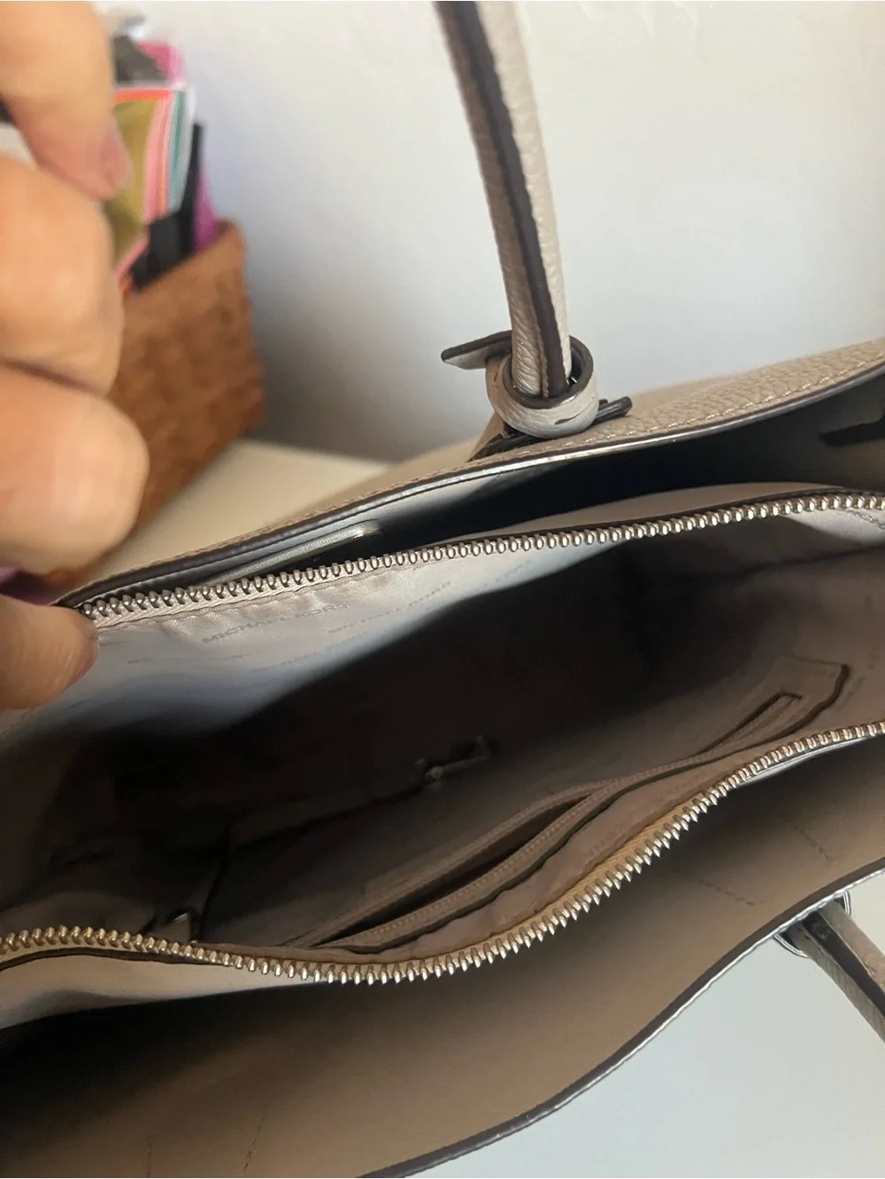 Michael Kors Metallic Silver Pebbled Leather Satchel